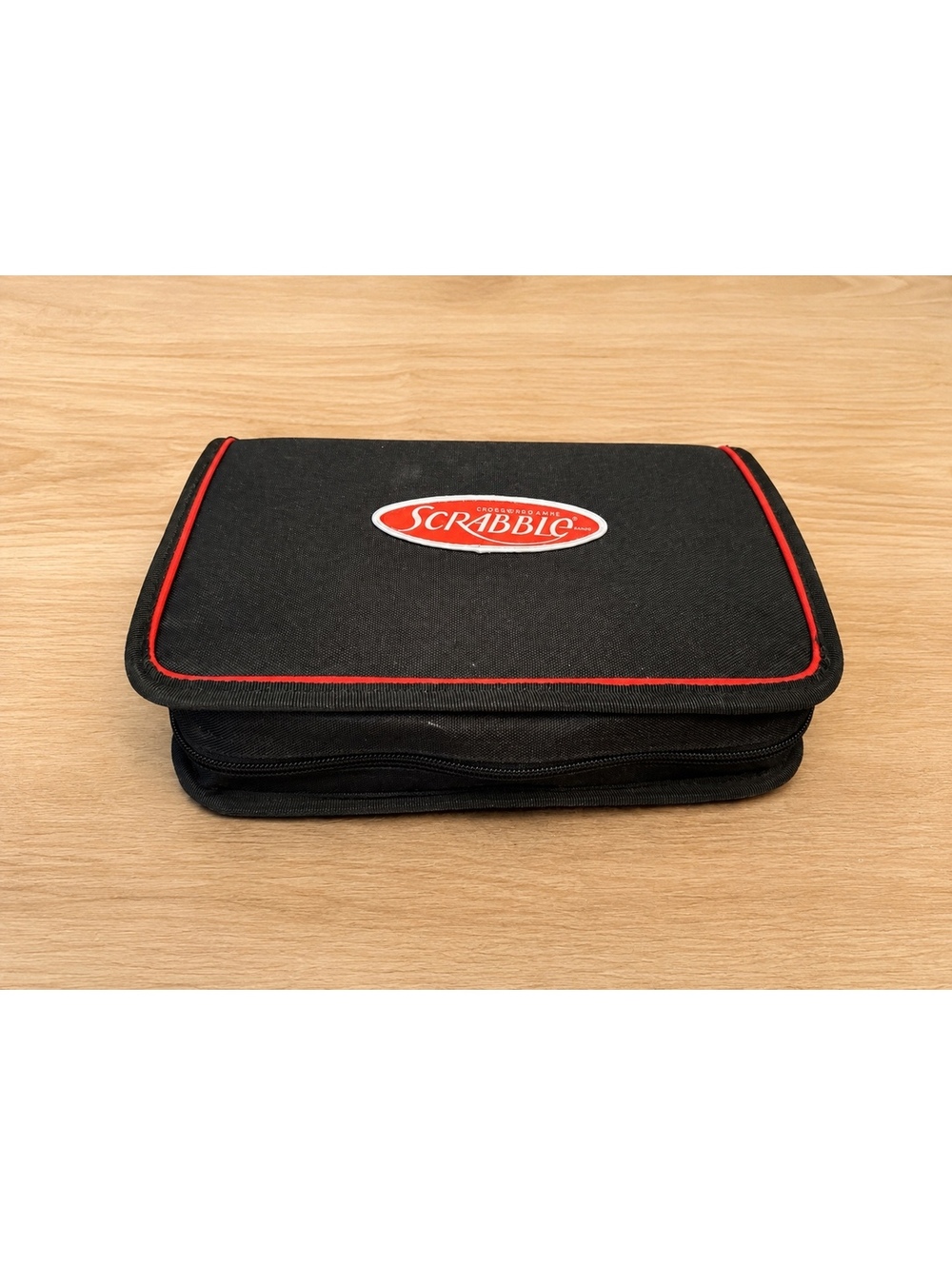 Scrabble Deluxe Travel Edition Board Game in Black Carrying Case, Pre Owned Open